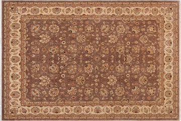 handmade Traditional Kafkaz Chobi Ziegler Brown Beige Hand Knotted RECTANGLE 100% WOOL area rug 9 x 12